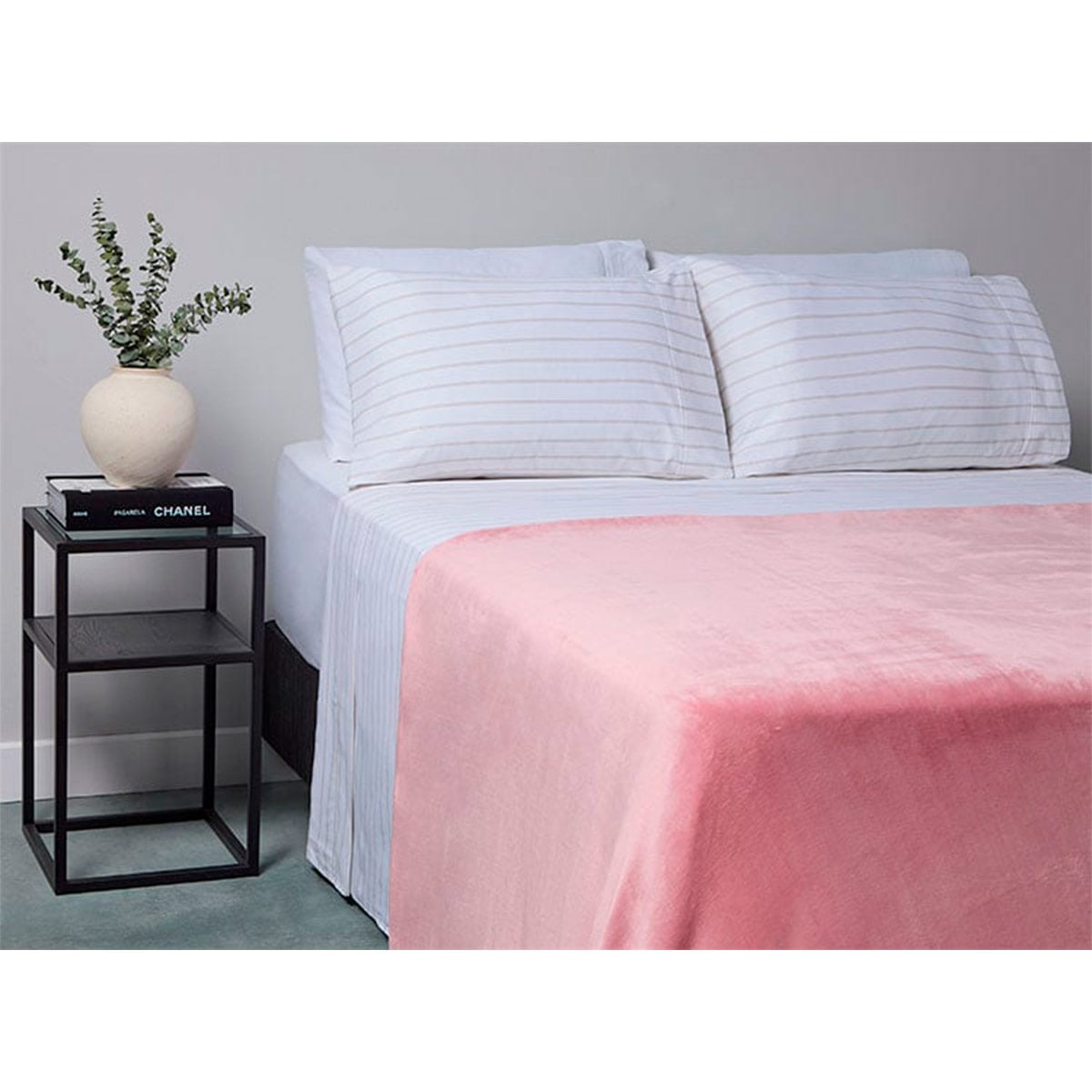 FRAZADA RIPLEY HOME FLANNEL CON SHERPA 2 PLAZAS ROSA - 1