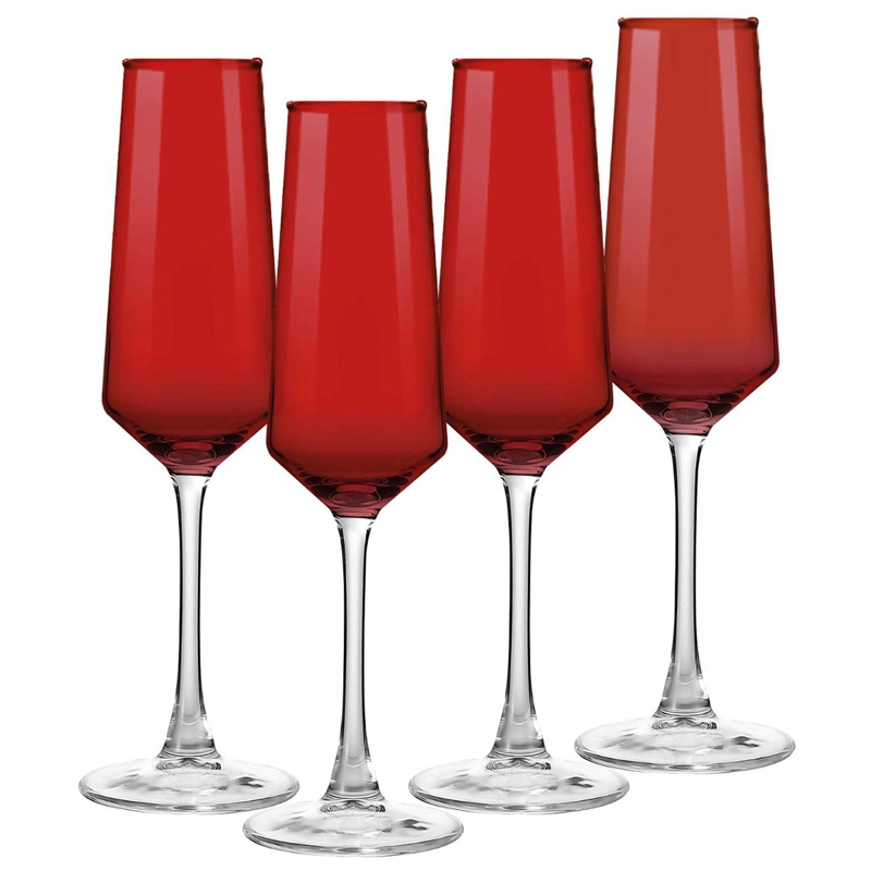 SET 4 COPAS FLAUTA RIPLEY HOME CALIZ ROJO 250 ML - 1