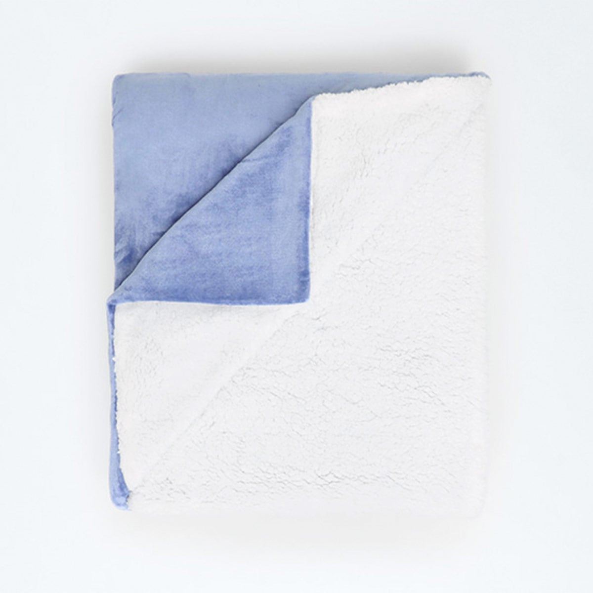 FRAZADA RIPLEY HOME FLANNEL CON SHERPA 2 PLAZAS AZUL ACERO - 2