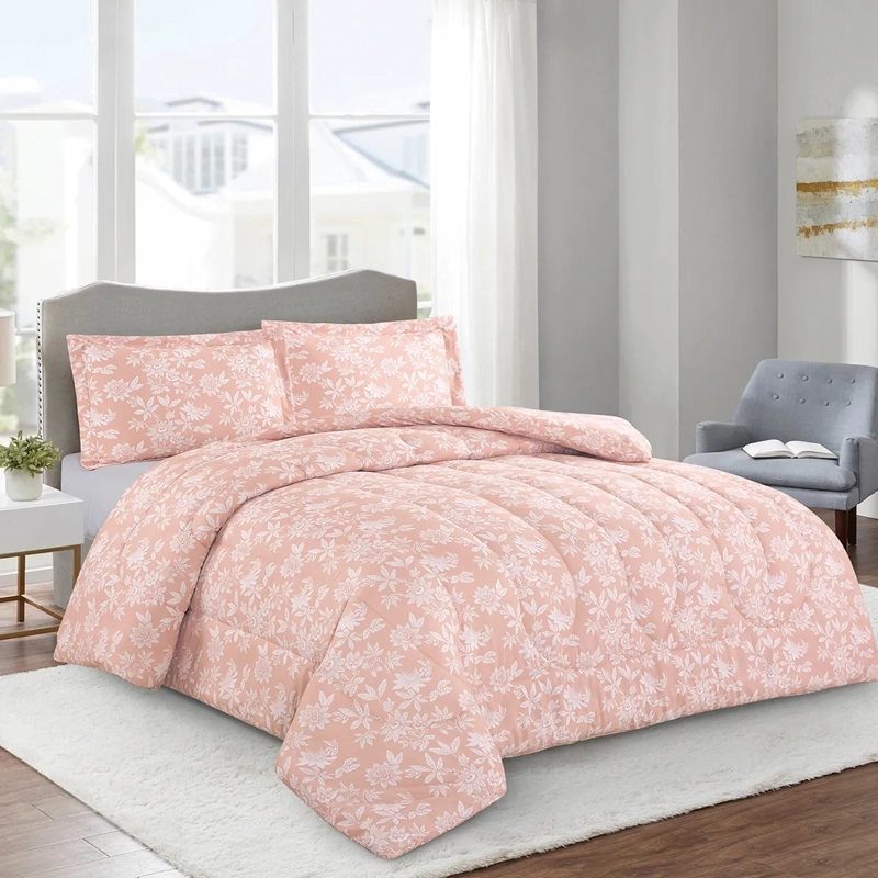 PLUMÓN ANDES ESTAMPADO FLOR 1.5 PLAZAS ROSA - 1