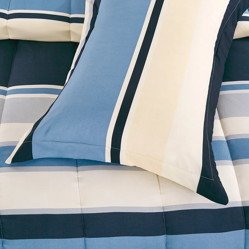 PLUMÓN ANDES ESTAMPADO FRANJA 1.5 PLAZAS AZUL - 2