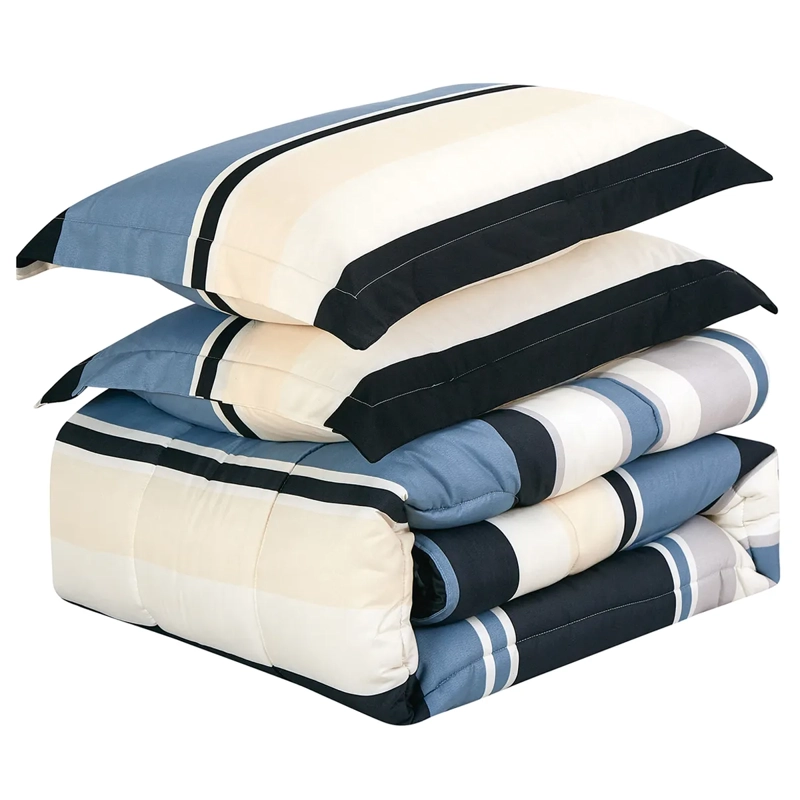 PLUMÓN ANDES ESTAMPADO FRANJA 1.5 PLAZAS AZUL - 3