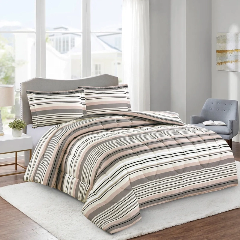 PLUMÓN ANDES ESTAMPADO LÍNEAS 1.5 PLAZAS GRIS - 1
