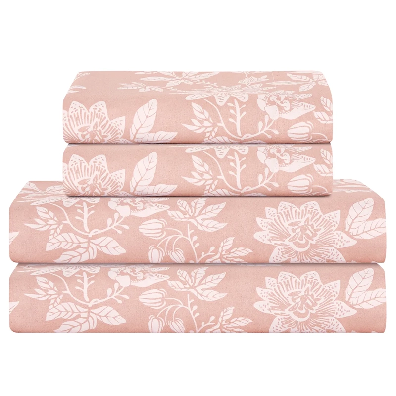 JUEGO DE SÁBANAS ANDES ESTAMPADAS MICROFIBRA FLOR 1.5 PLAZAS ROSA - 3