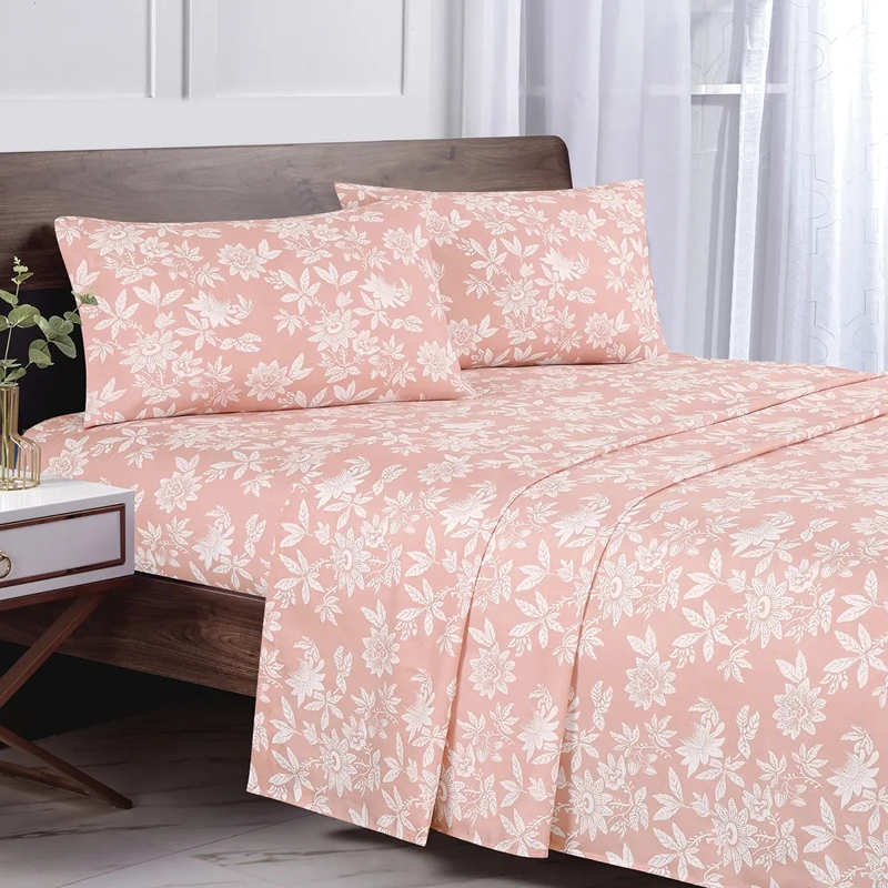JUEGO DE SÁBANAS ANDES ESTAMPADAS MICROFIBRA FLOR 2 PLAZAS ROSA - 1