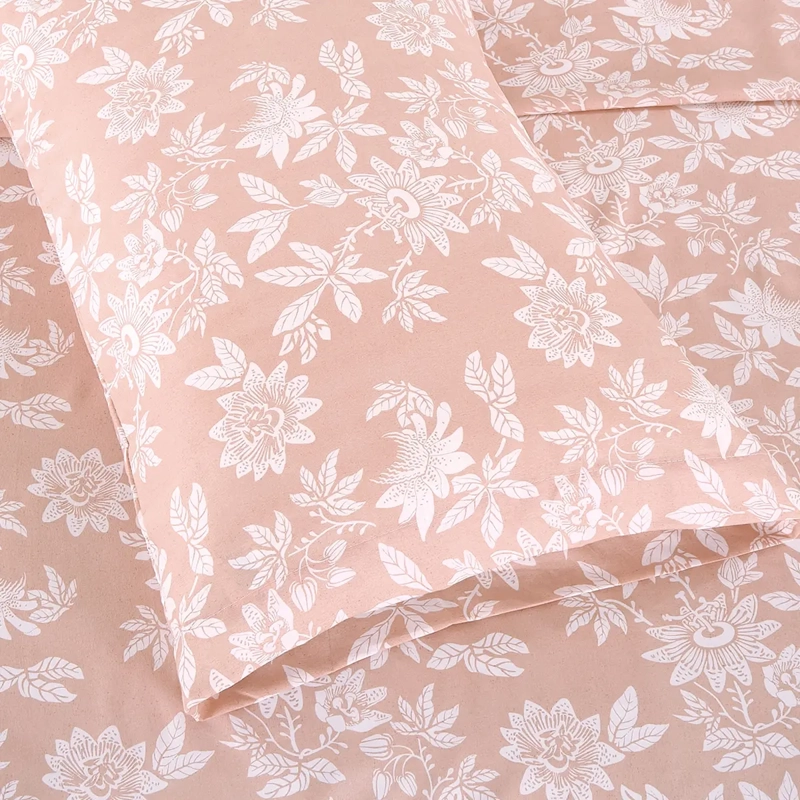 JUEGO DE SÁBANAS ANDES ESTAMPADAS MICROFIBRA FLOR 2 PLAZAS ROSA - 2