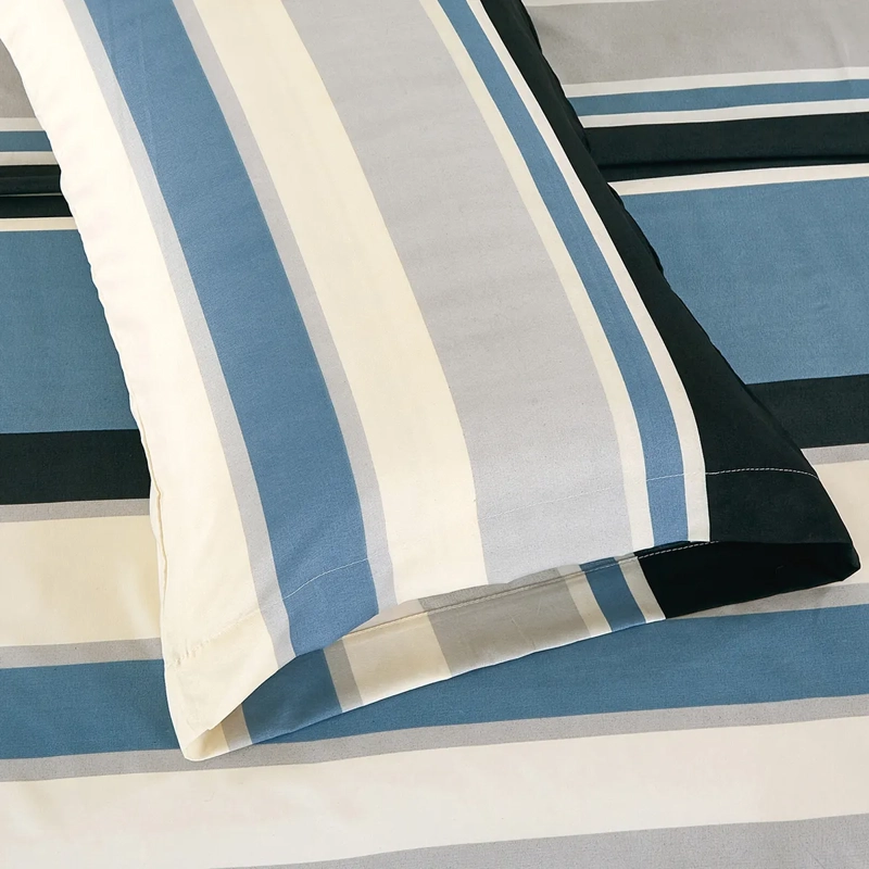JUEGO DE SÁBANAS ANDES ESTAMPADAS MICROFIBRA FRANJA 2 PLAZAS AZUL - 2