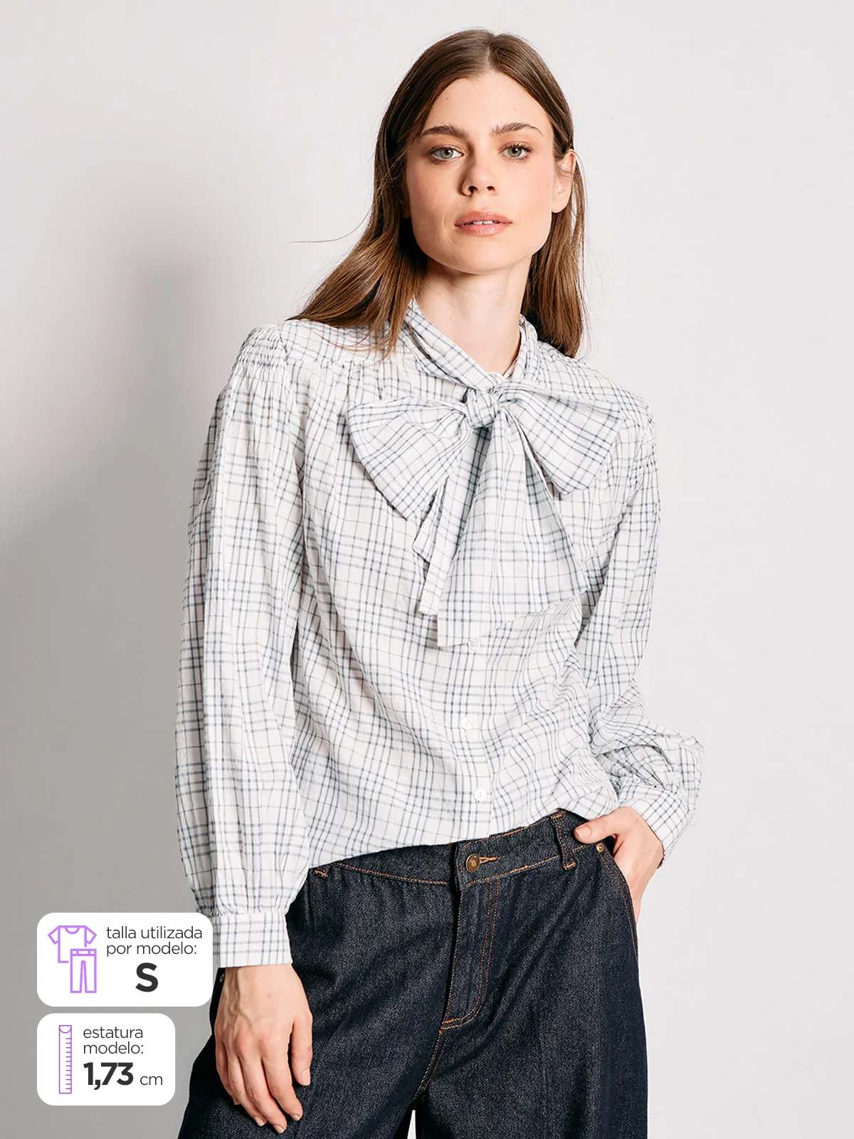 BLUSA MUJER MARQUIS ALGODÓN CUADROS NUDO - 2