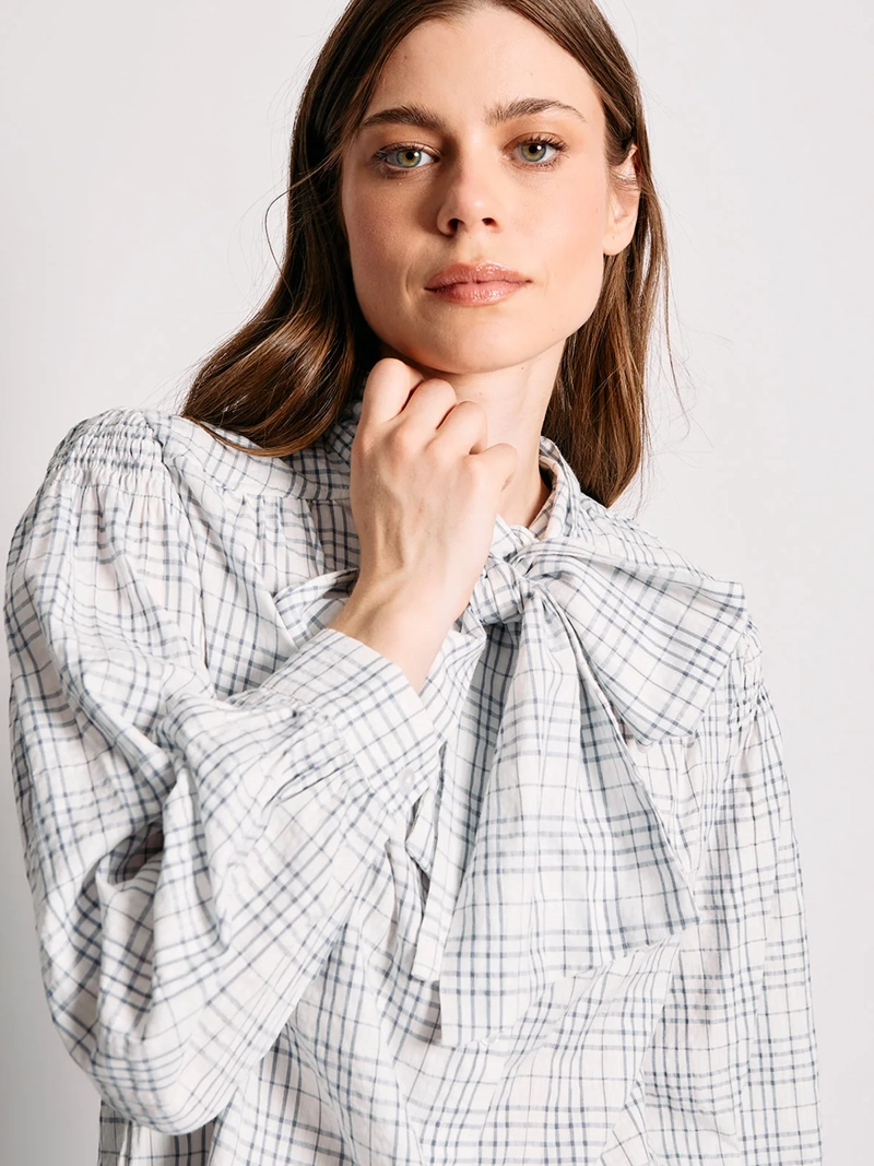 BLUSA MUJER MARQUIS ALGODÓN CUADROS NUDO - 5