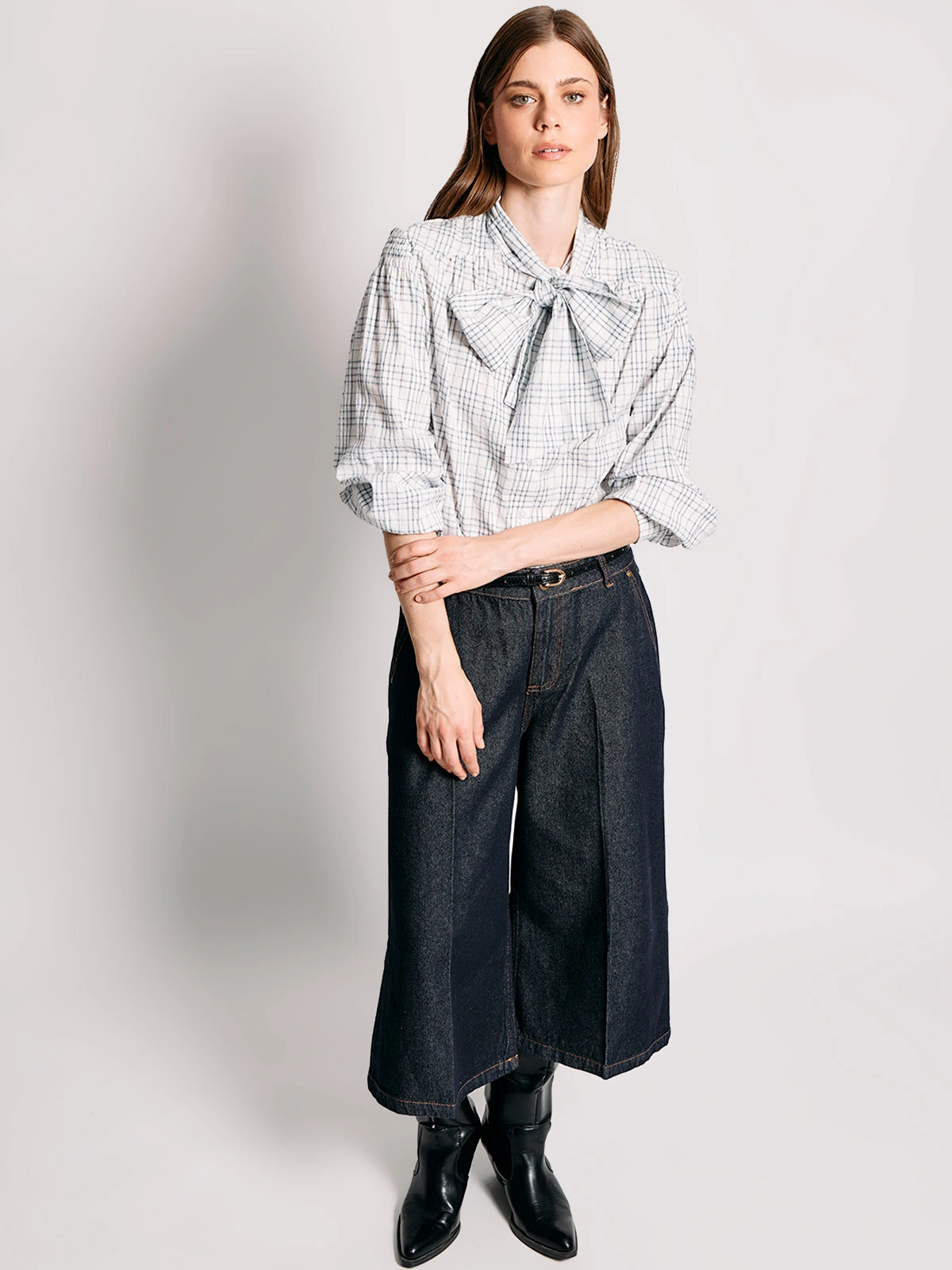 BLUSA MUJER MARQUIS ALGODÓN CUADROS NUDO - 6