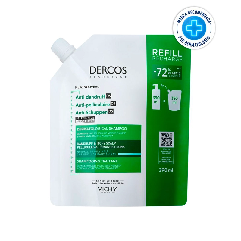 SHAMPOO ANTICASPA VICHY DERCOS ECO REFILL 390 ML - 1