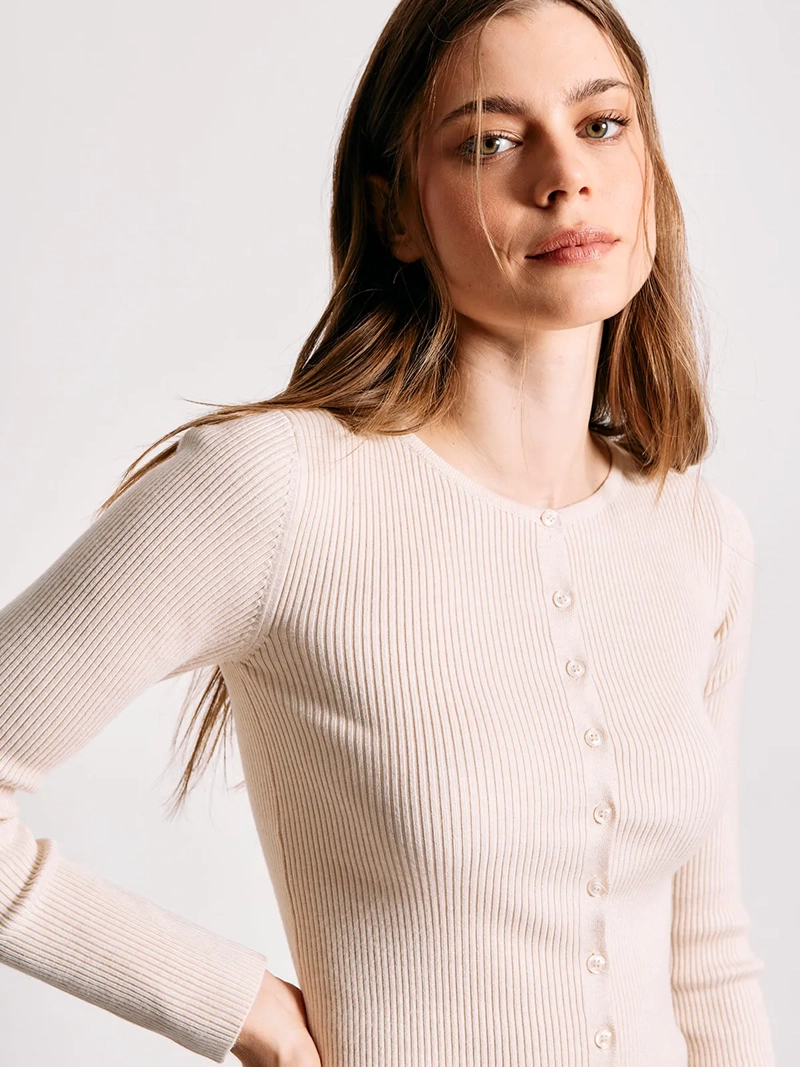 CARDIGAN MUJER INDEX MANGA LARGA BOTONES - 3