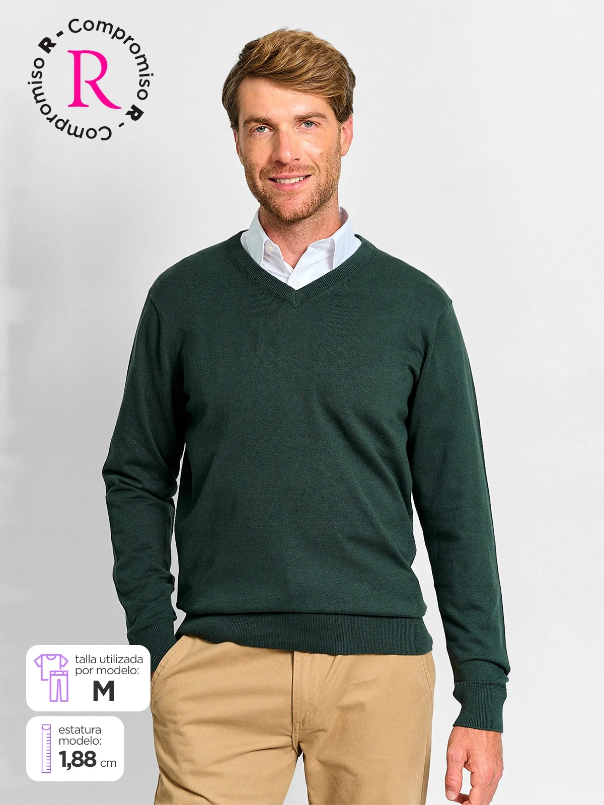 SWEATER HOMBRE KENNETH STEVENS ALGODÓN CUELLO EN V BÁSICO