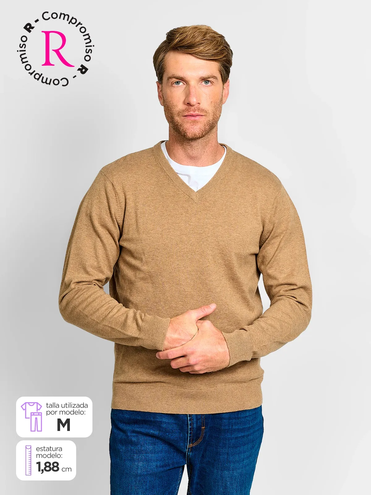 SWEATER HOMBRE KENNETH STEVENS ALGODÓN CUELLO EN V BÁSICO