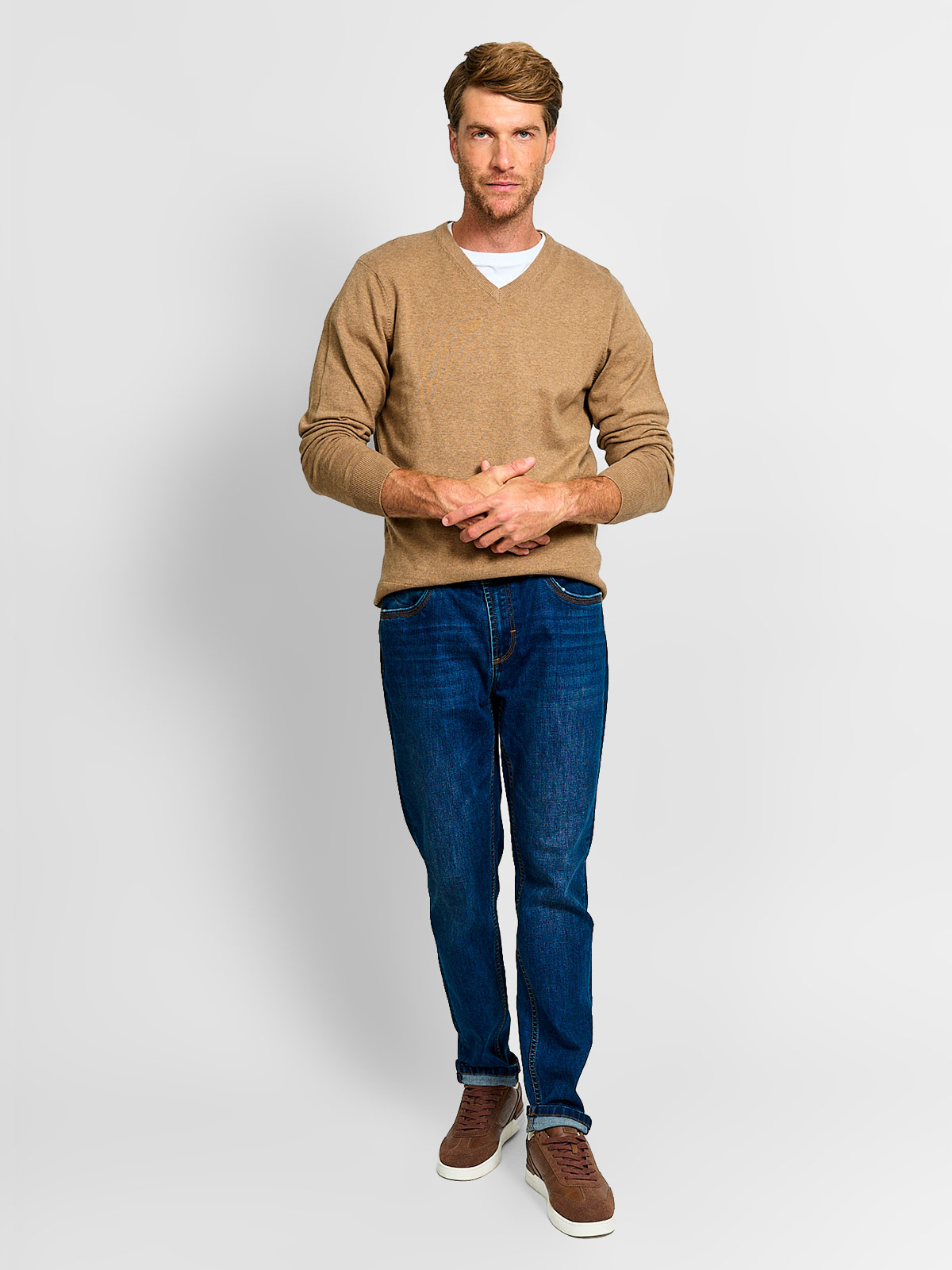 SWEATER HOMBRE KENNETH STEVENS ALGODÓN CUELLO EN V BÁSICO - 4