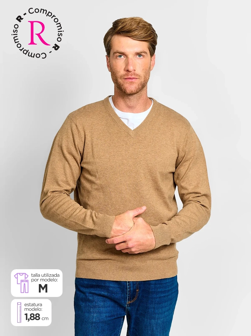SWEATER HOMBRE KENNETH STEVENS ALGODÓN CUELLO EN V BÁSICO - 1