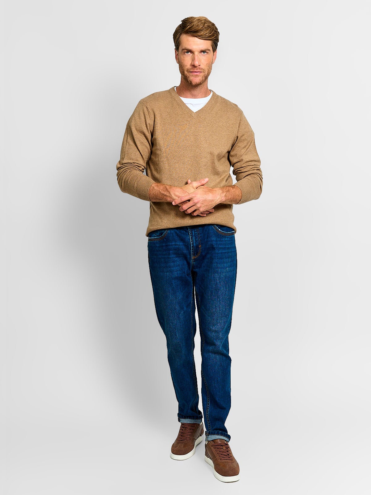 SWEATER HOMBRE KENNETH STEVENS ALGODÓN CUELLO EN V BÁSICO - 4