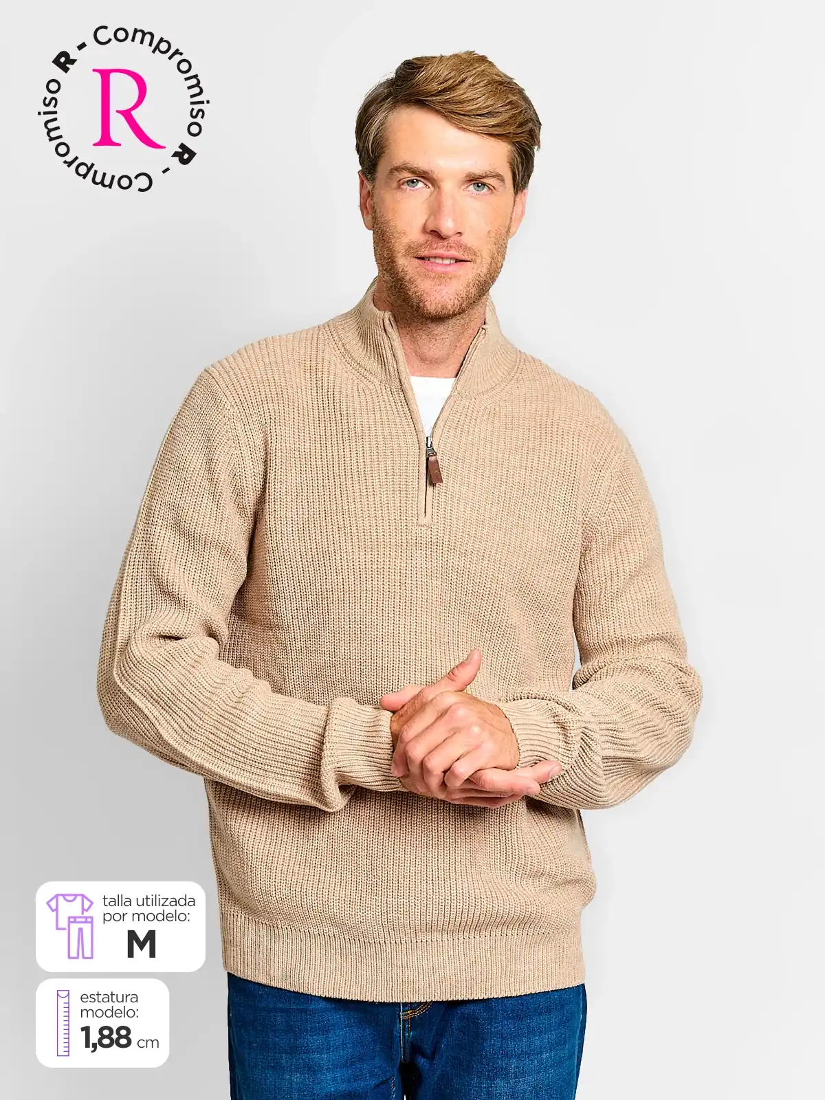 SWEATER HOMBRE KENNETH STEVENS HALF ZIPPER - 1