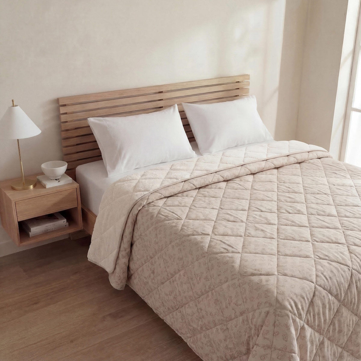 PLUMÓN RIPLEY HOME PROMO SHERPA 1.5 PLAZAS FLOR BEIGE - 1