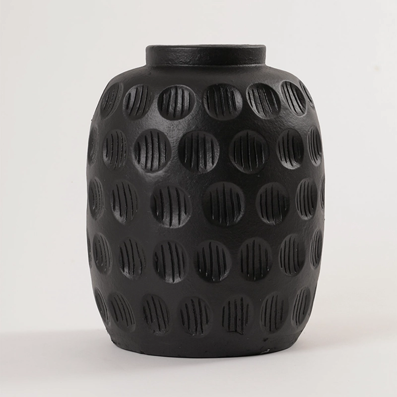 JARRÓN DECORATIVO RIPLEY HOME CÍRCULOS LÍNEAS NEGRO - 1