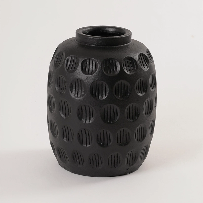 JARRÓN DECORATIVO RIPLEY HOME CÍRCULOS LÍNEAS NEGRO - 2