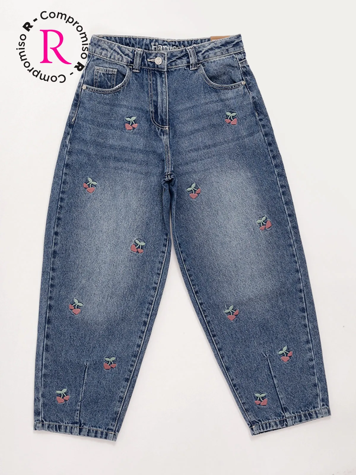 JEANS NIÑA HARVEST FIT BARREL BORDADO - 1