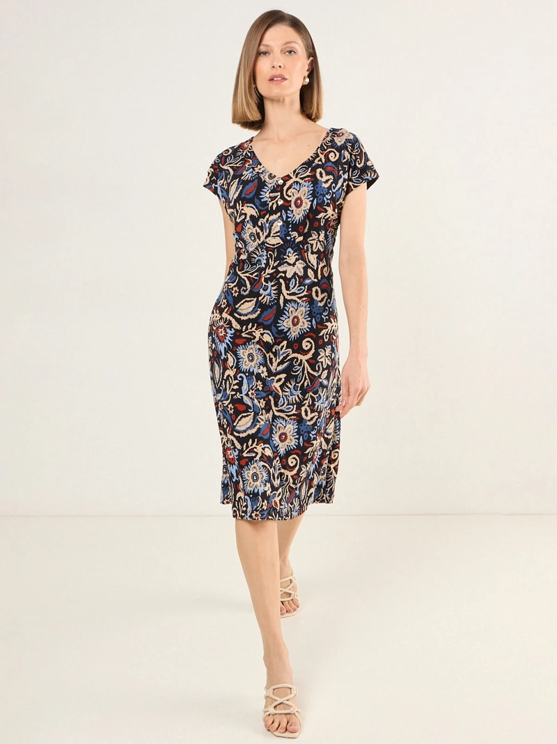 VESTIDO MUJER MA GRIFFE ESTAMPADO ESCOTE EN V - 1