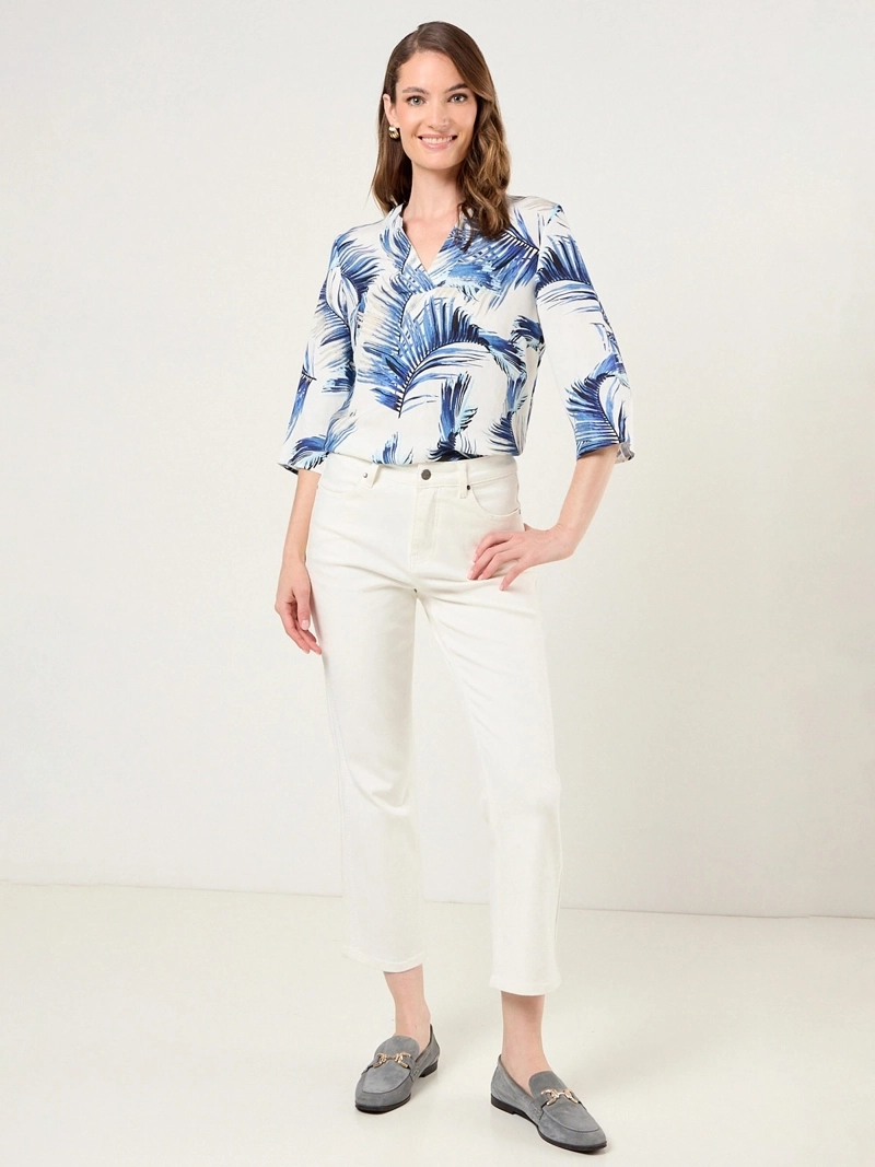 BLUSA MUJER MA GRIFFE LINO CUELLO MAO ESTAMPADO - 1