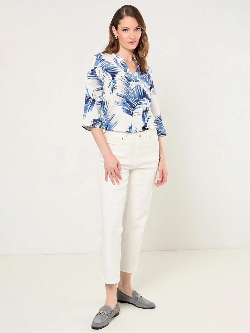 BLUSA MUJER MA GRIFFE LINO CUELLO MAO ESTAMPADO - 2