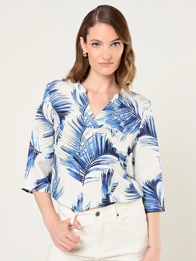 BLUSA MUJER MA GRIFFE LINO CUELLO MAO ESTAMPADO - 3