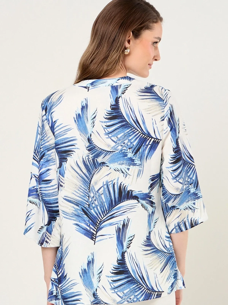 BLUSA MUJER MA GRIFFE LINO CUELLO MAO ESTAMPADO - 4