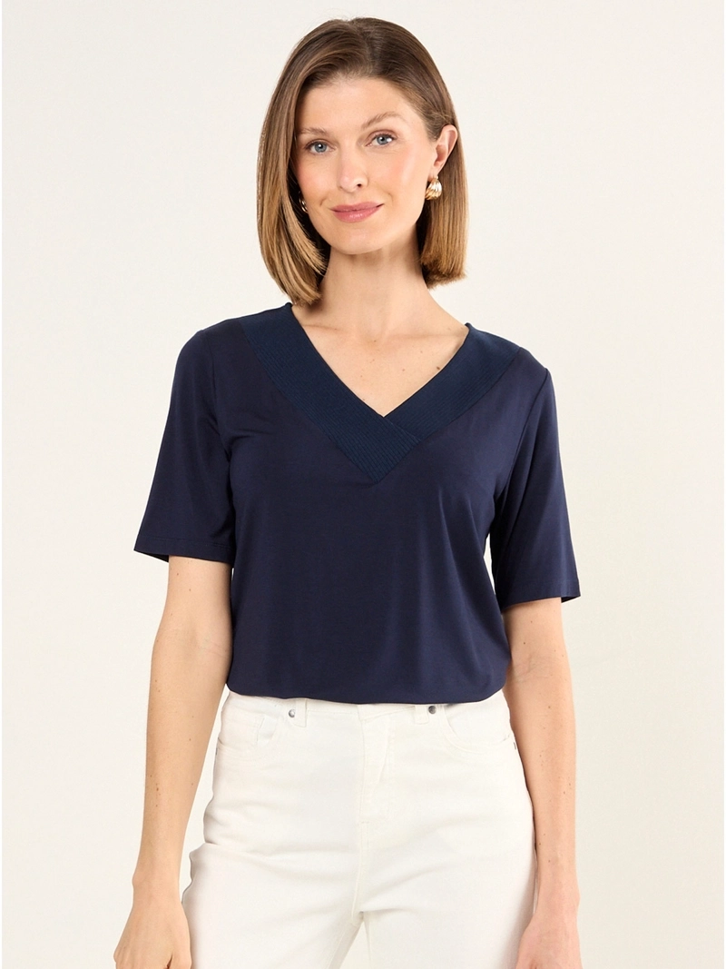 POLERA MUJER MA GRIFFE ESCOTE EN V MANGA CORTA - 3