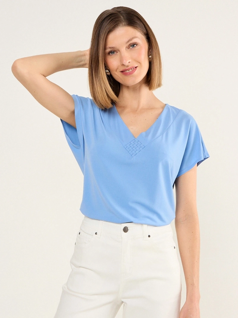 POLERA MUJER MA GRIFFE ESCOTE EN V MANGA CORTA - 3