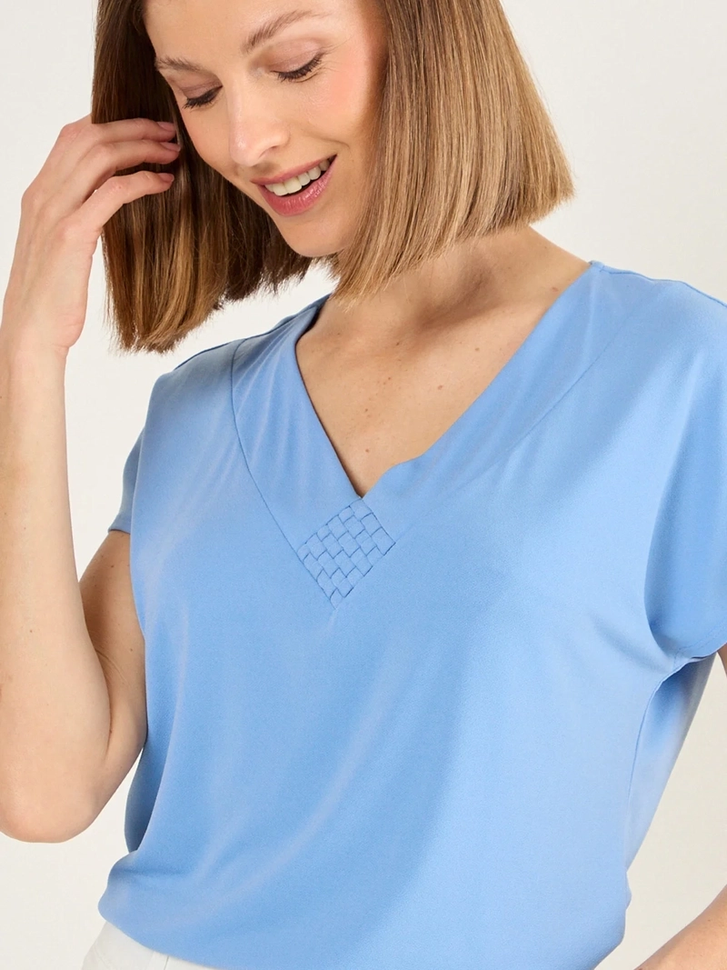 POLERA MUJER MA GRIFFE ESCOTE EN V MANGA CORTA - 5