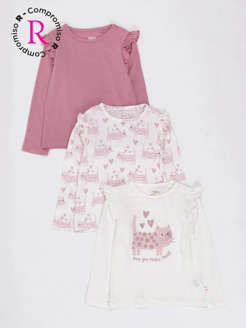 PACK X3 POLERA MANGA LARGA NIÑA BABY HARVEST - 1