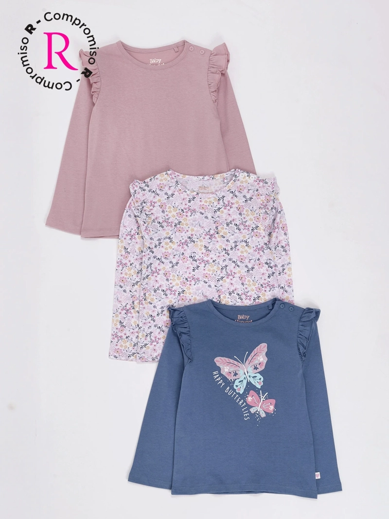 PACK X3 POLERA MANGA LARGA NIÑA BABY HARVEST