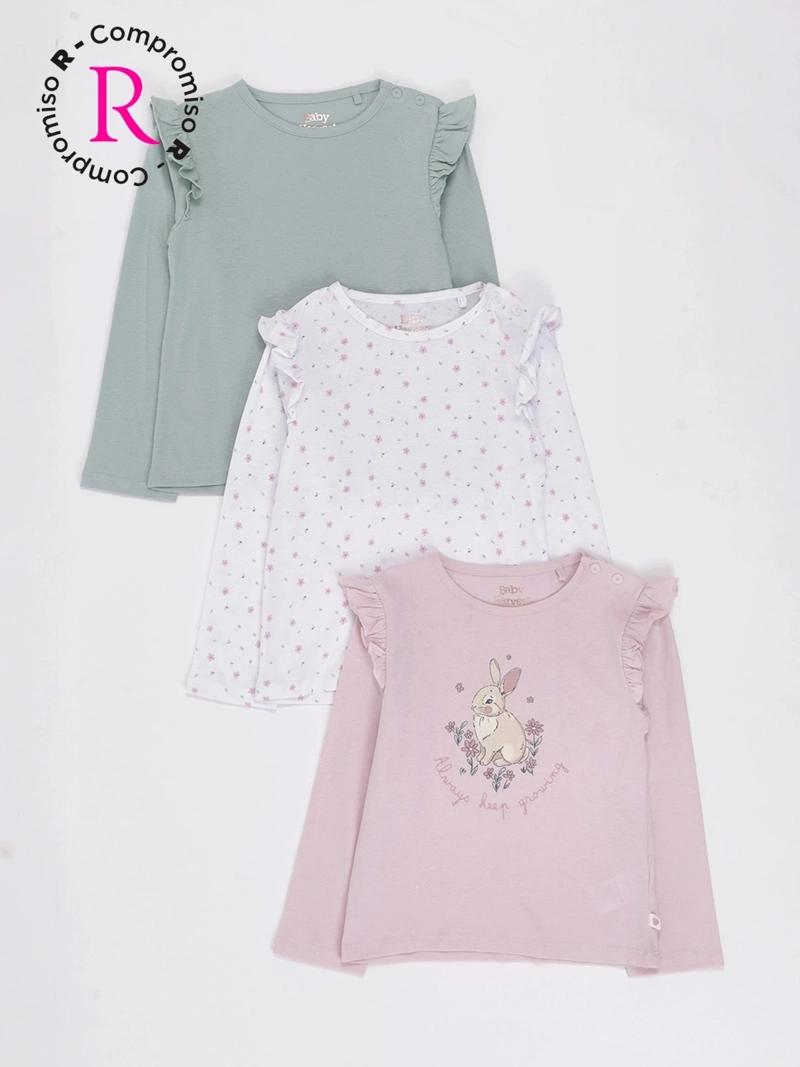PACK X3 POLERA MANGA LARGA NIÑA BABY HARVEST