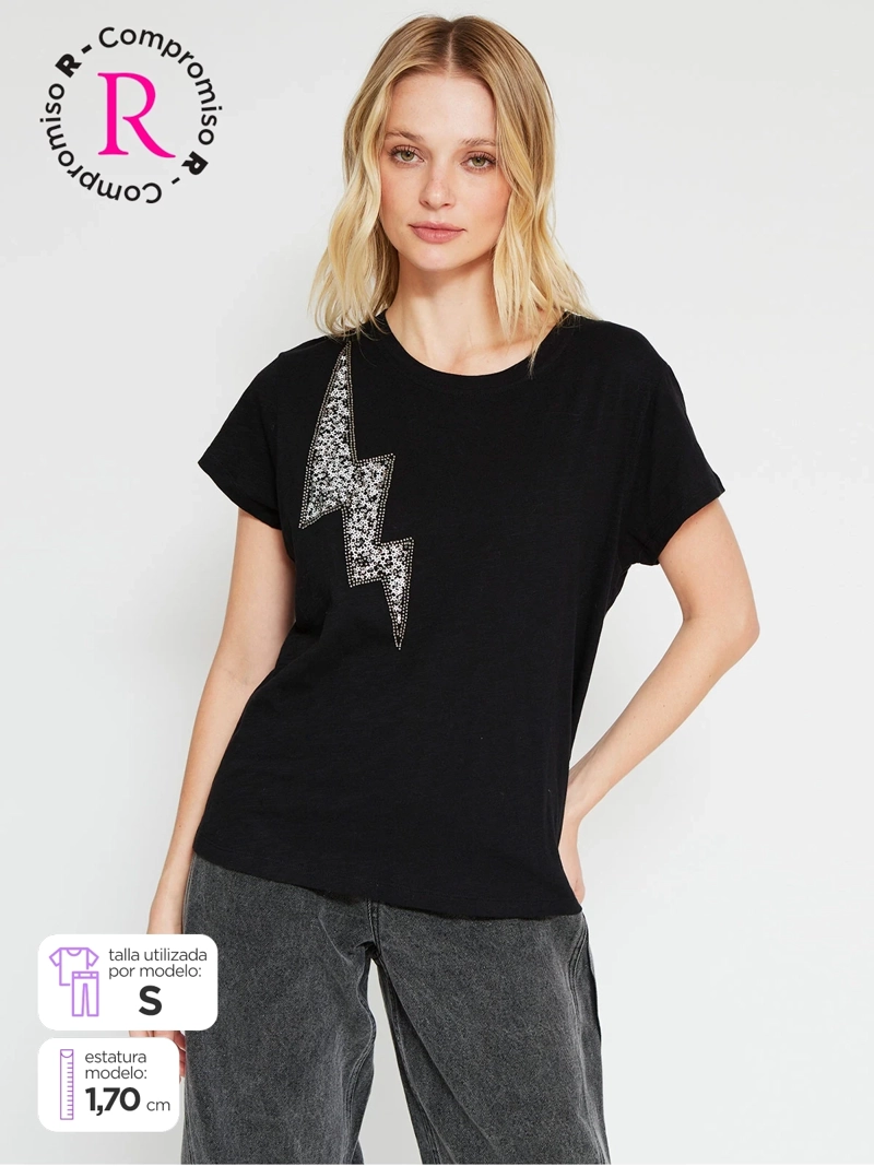 POLERA MUJER BARBADOS ALGODÓN LENTEJUELAS - 1