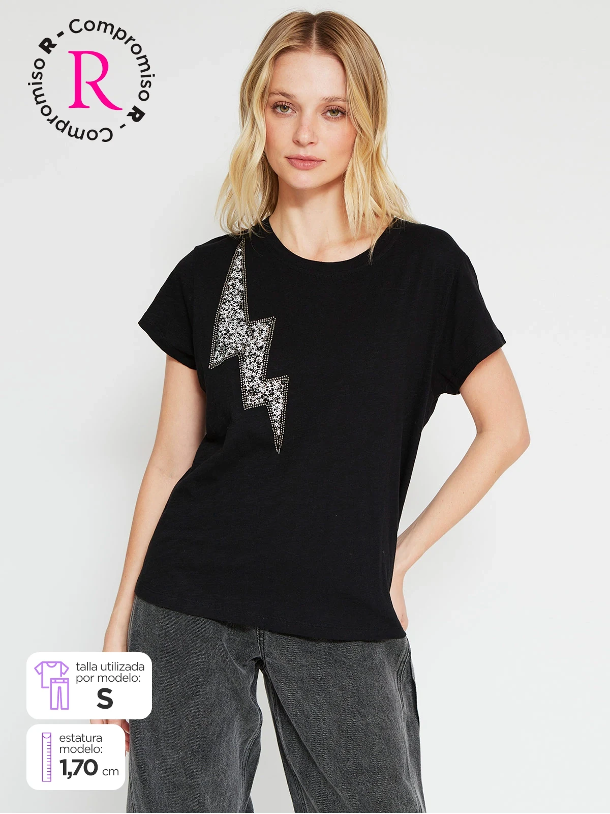 POLERA MUJER BARBADOS ALGODÓN LENTEJUELAS - 1