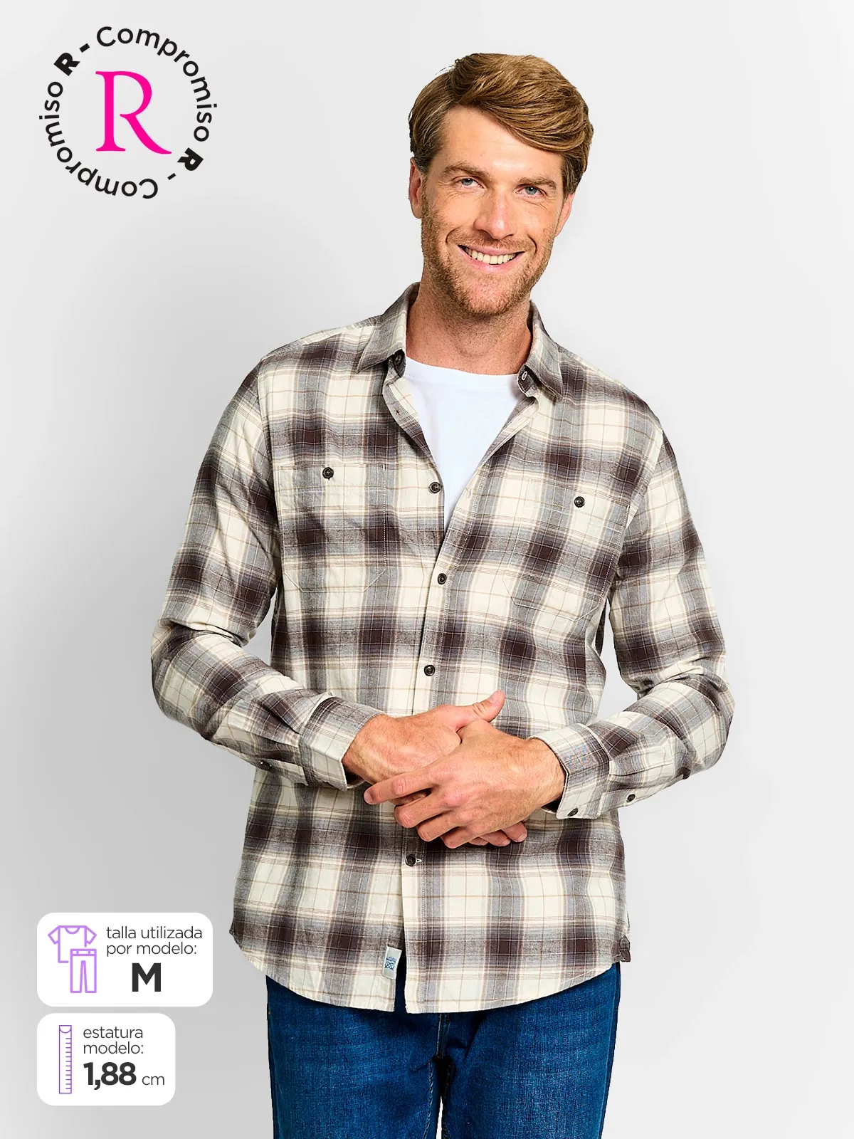 CAMISA HOMBRE REGATTA ALGODÓN MANGA LARGA FRANELA - 1