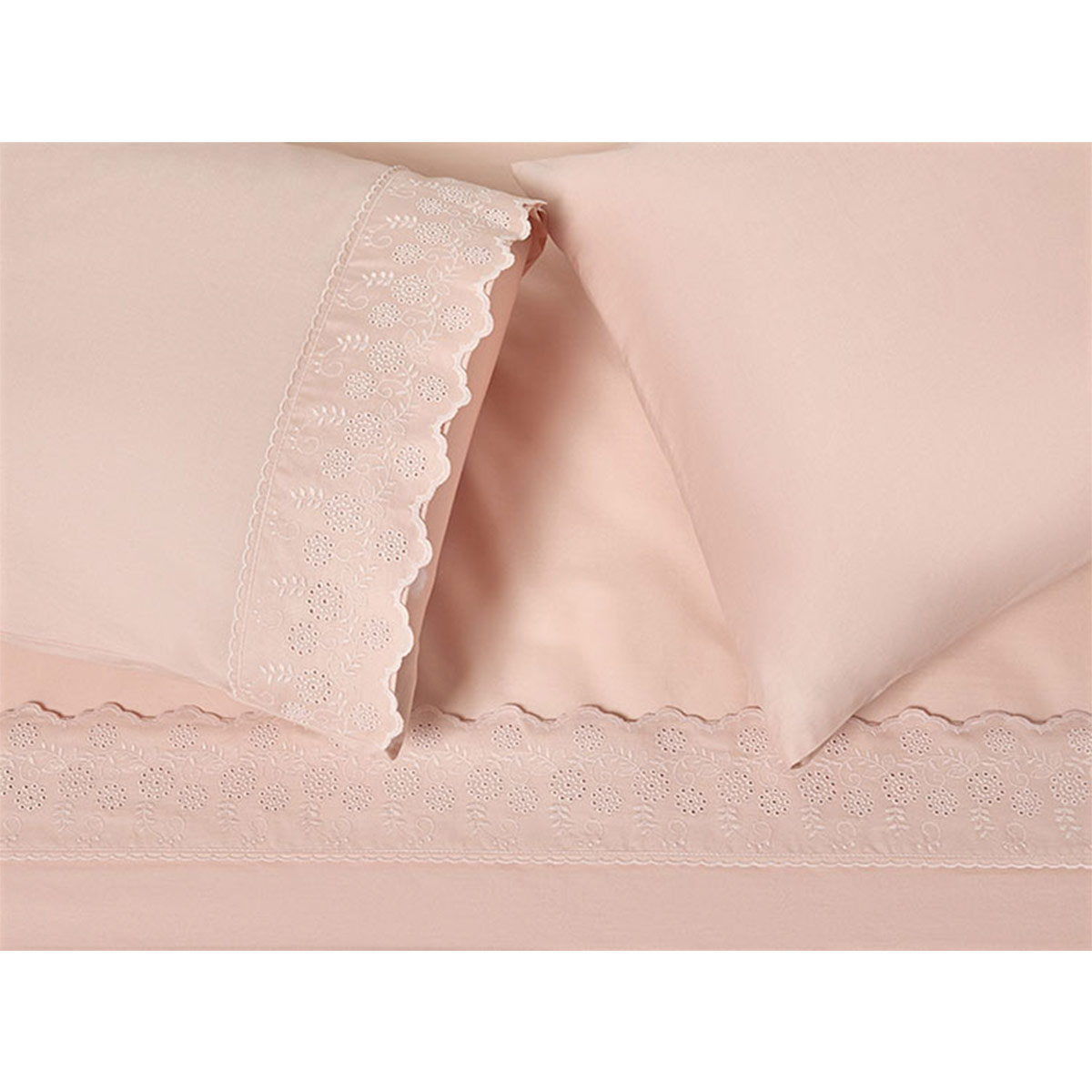 JUEGO DE SÁBANAS RIPLEY HOME BRODERIE 1.5 PLAZAS ROSA - 1