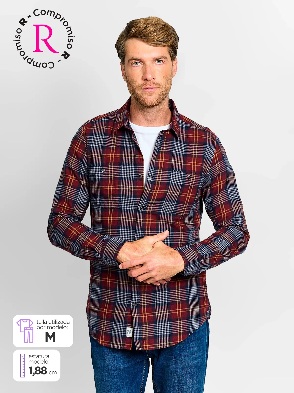 CAMISA HOMBRE REGATTA ALGODÓN MANGA LARGA FRANELA - 1