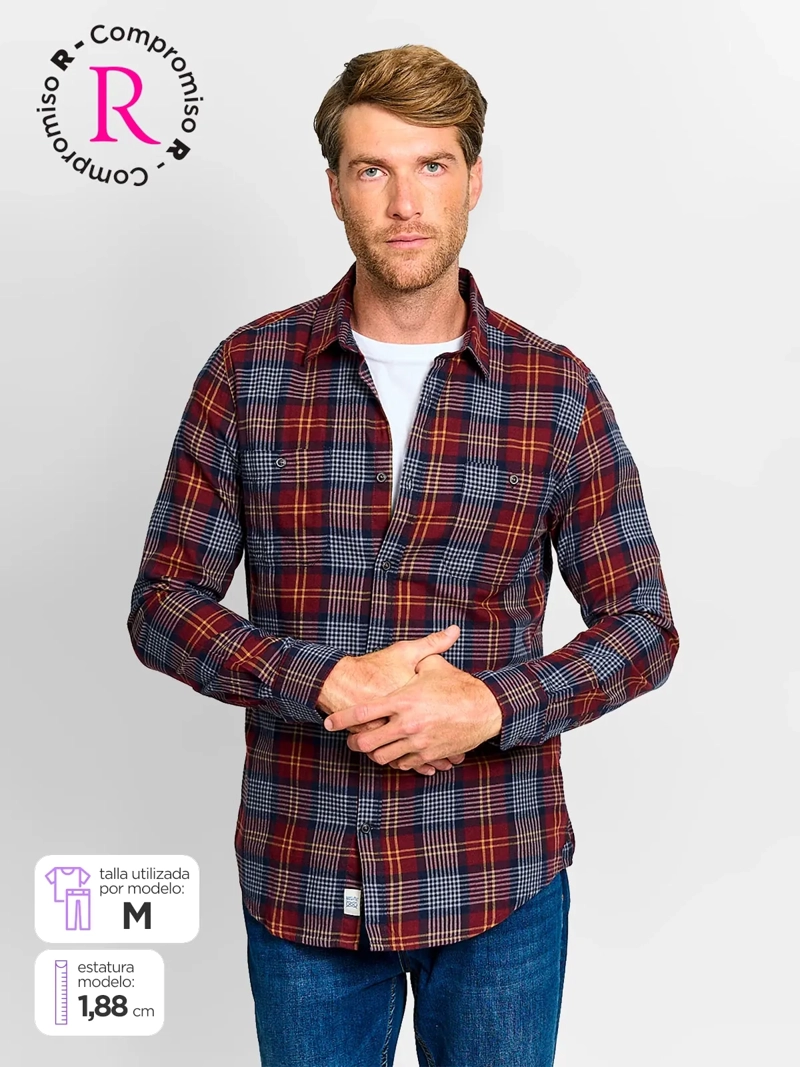 CAMISA HOMBRE REGATTA ALGODÓN MANGA LARGA FRANELA - 1