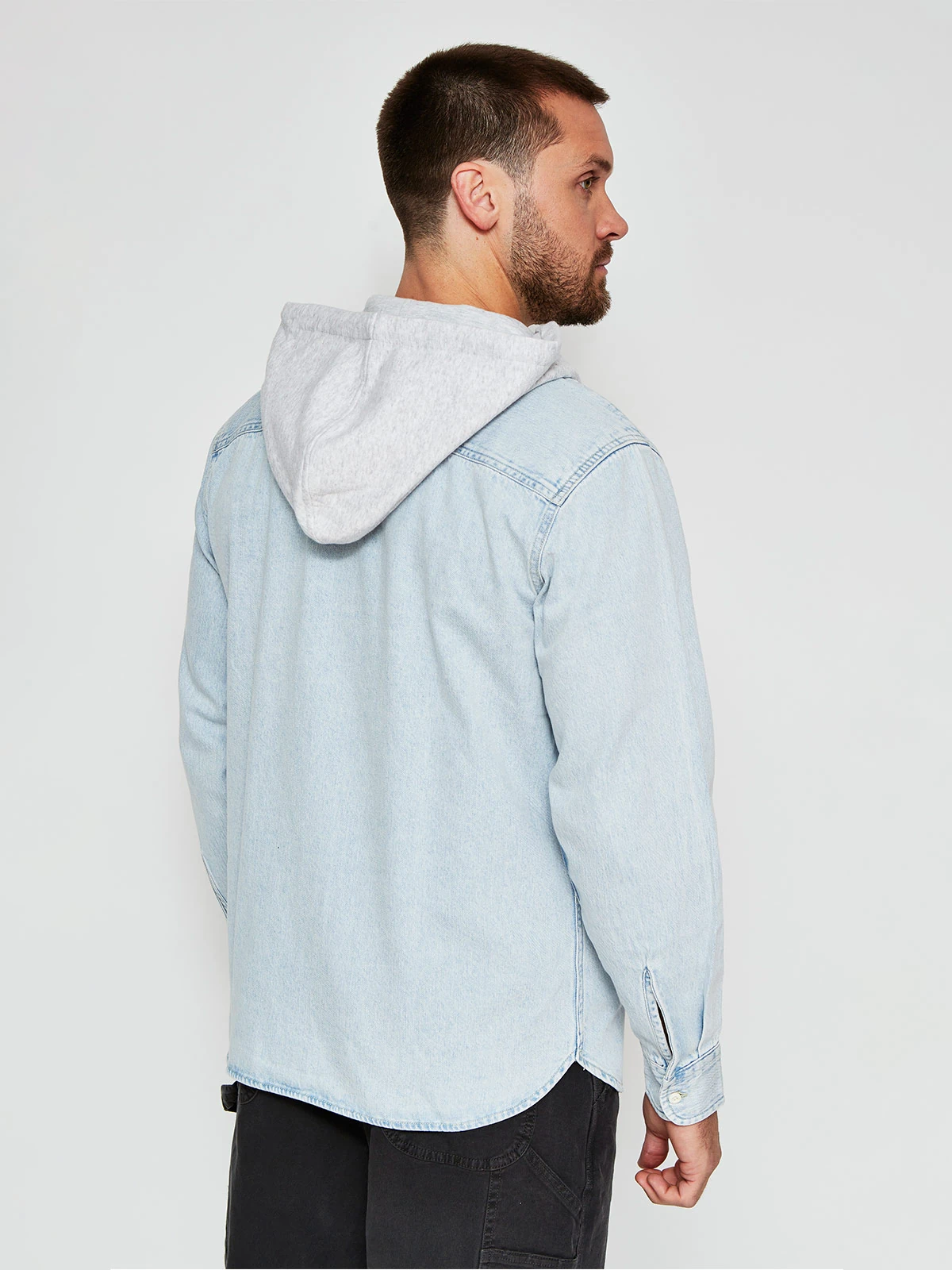 CAMISA HOMBRE ROBERT LEWIS MANGA LARGA DENIM GORRO - 2