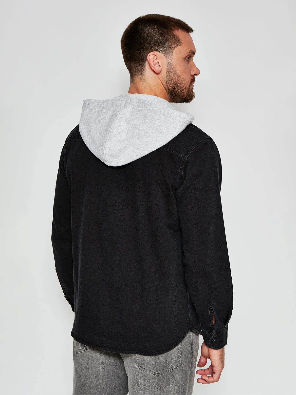 CAMISA HOMBRE ROBERT LEWIS MANGA LARGA DENIM GORRO - 2