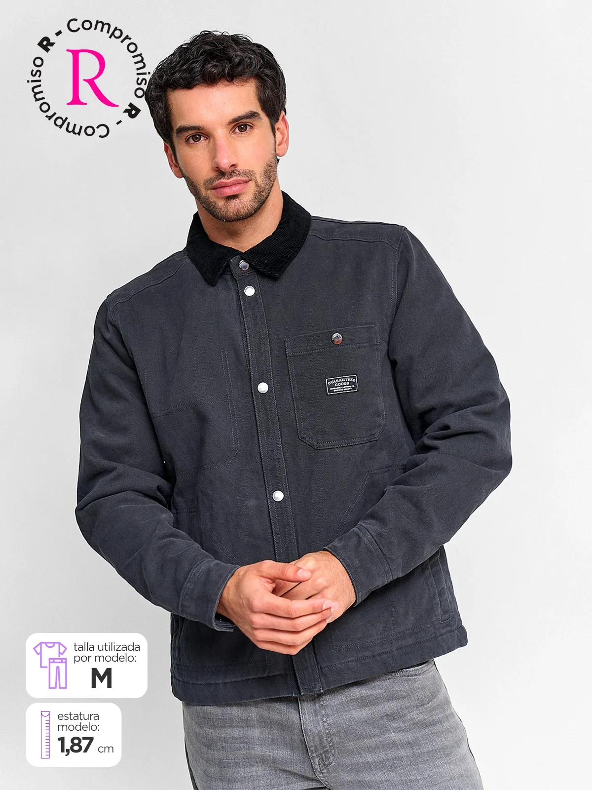 CHAQUETA HOMBRE BARBADOS ALGODÓN CUELLO COTELÉ - 1