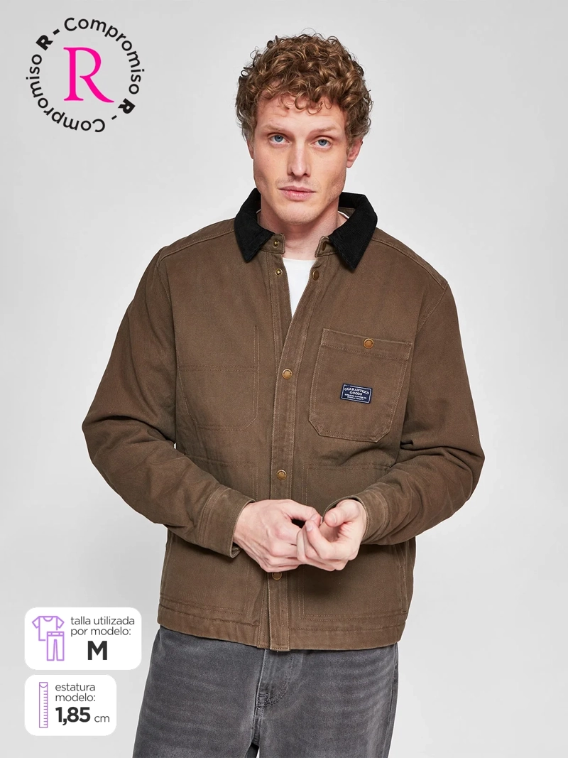 CHAQUETA HOMBRE BARBADOS ALGODÓN CUELLO COTELÉ - 1