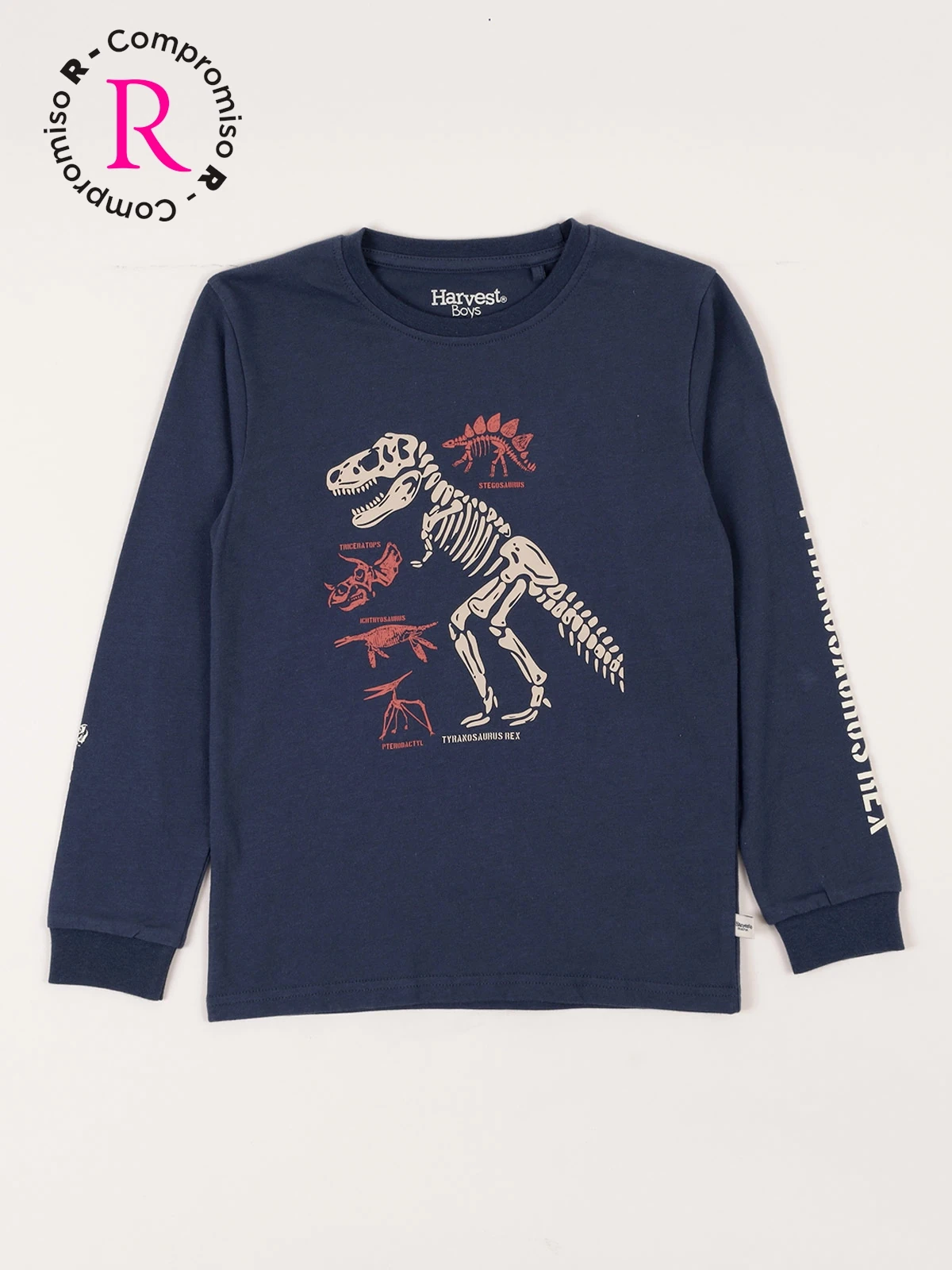 POLERA MANGA LARGA ALGODÓN NIÑO HARVEST DINOSAURIO