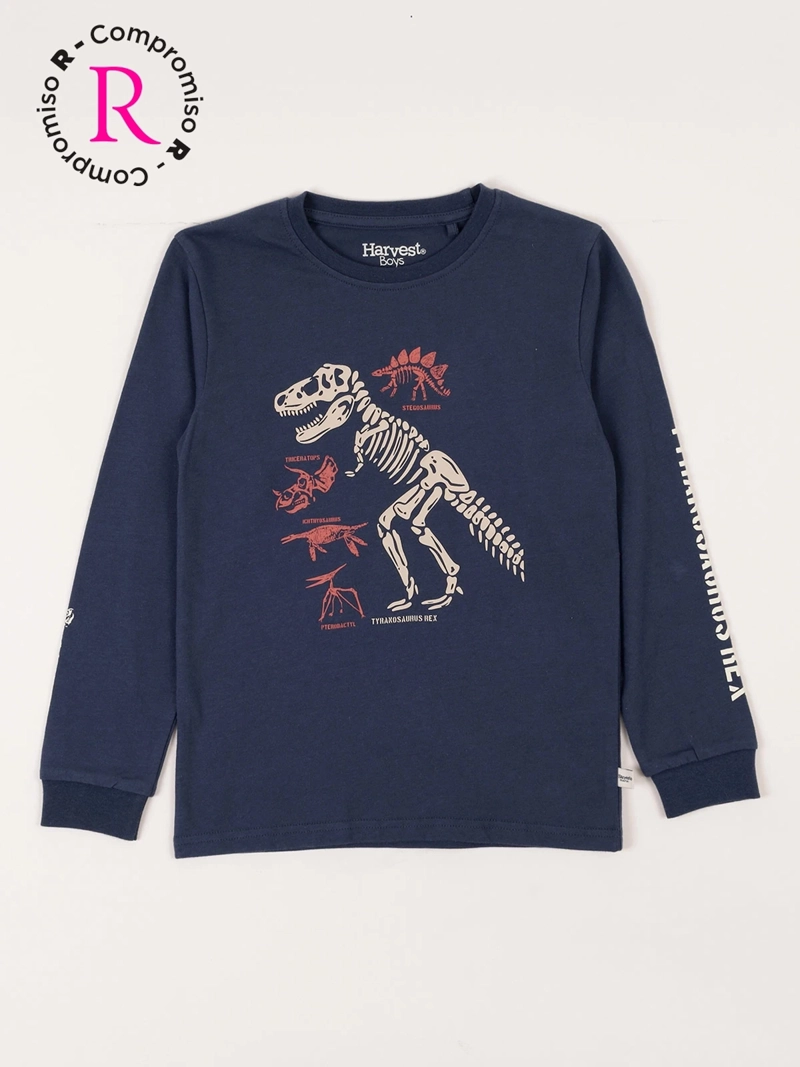 POLERA MANGA LARGA ALGODÓN NIÑO HARVEST DINOSAURIO - 1