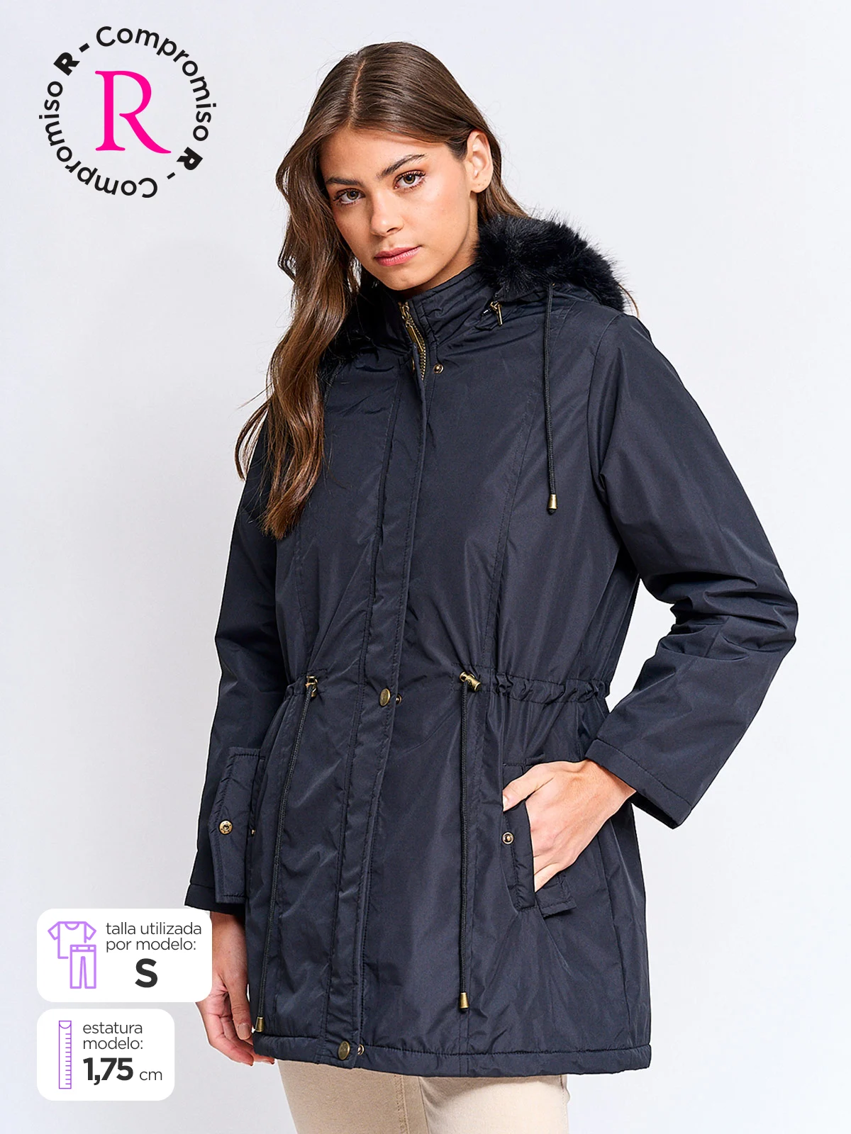 PARKA MUJER AZIZ LARGA FORRADA GORRO - 1